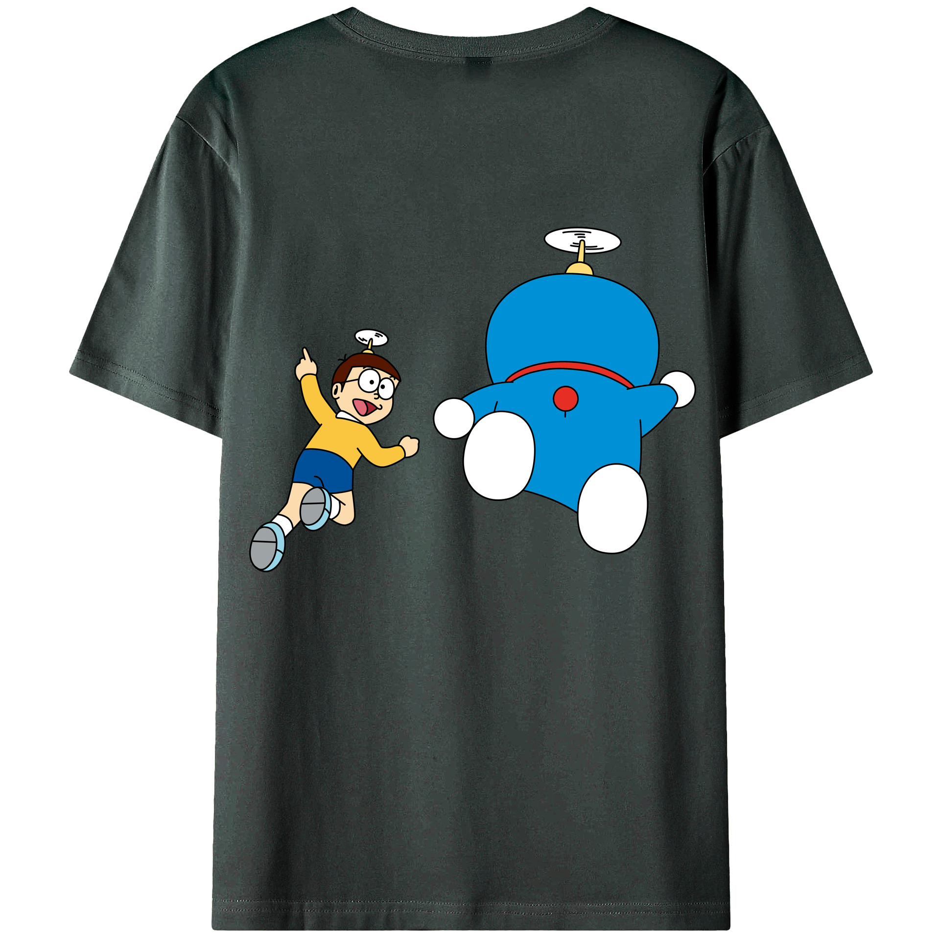 （画像用） ドラえもん 野比 のび太 Doraemon Nobita Nobi 綿100％ メンズ半袖Tシャツ（バックプリント） 通気性